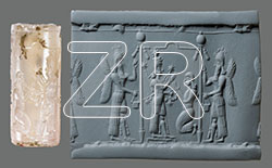 6453. Cylinder seal depicting Goddess Ishtar