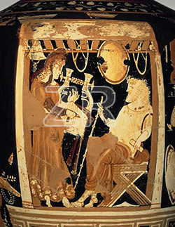 6691. Orpheus playing his lyre, amphora 340 BC.