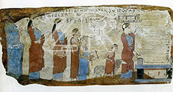 6692. Women celebrating, musicians, Greek